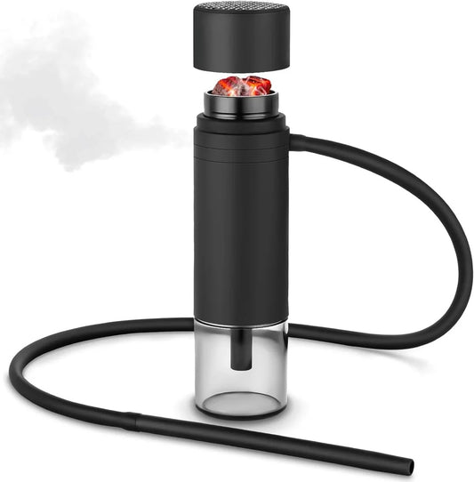 طقم كوب شيشة محمول مع حماية معدنية | Portable Car Hookah for Travel, Hookah set with Everything